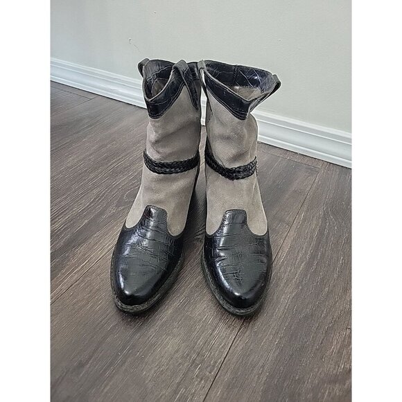 Brighton Black and Gray Ankle Boots - Picture 3 of 8